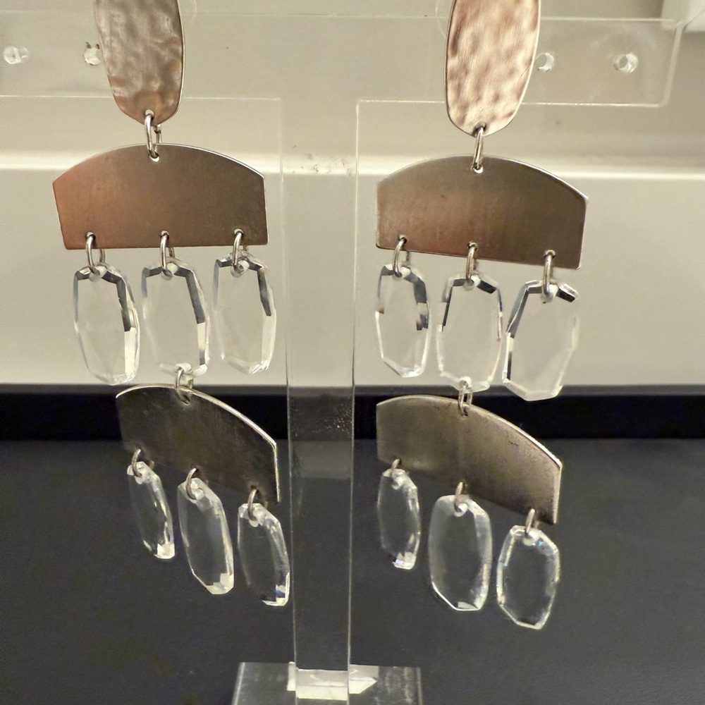 Kendra Scott Silver and Clear Dangle Earrings